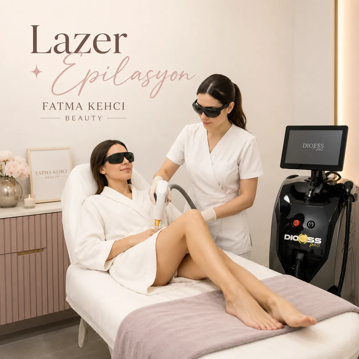 Lazer epilasyon uygulaması ve cihazı.