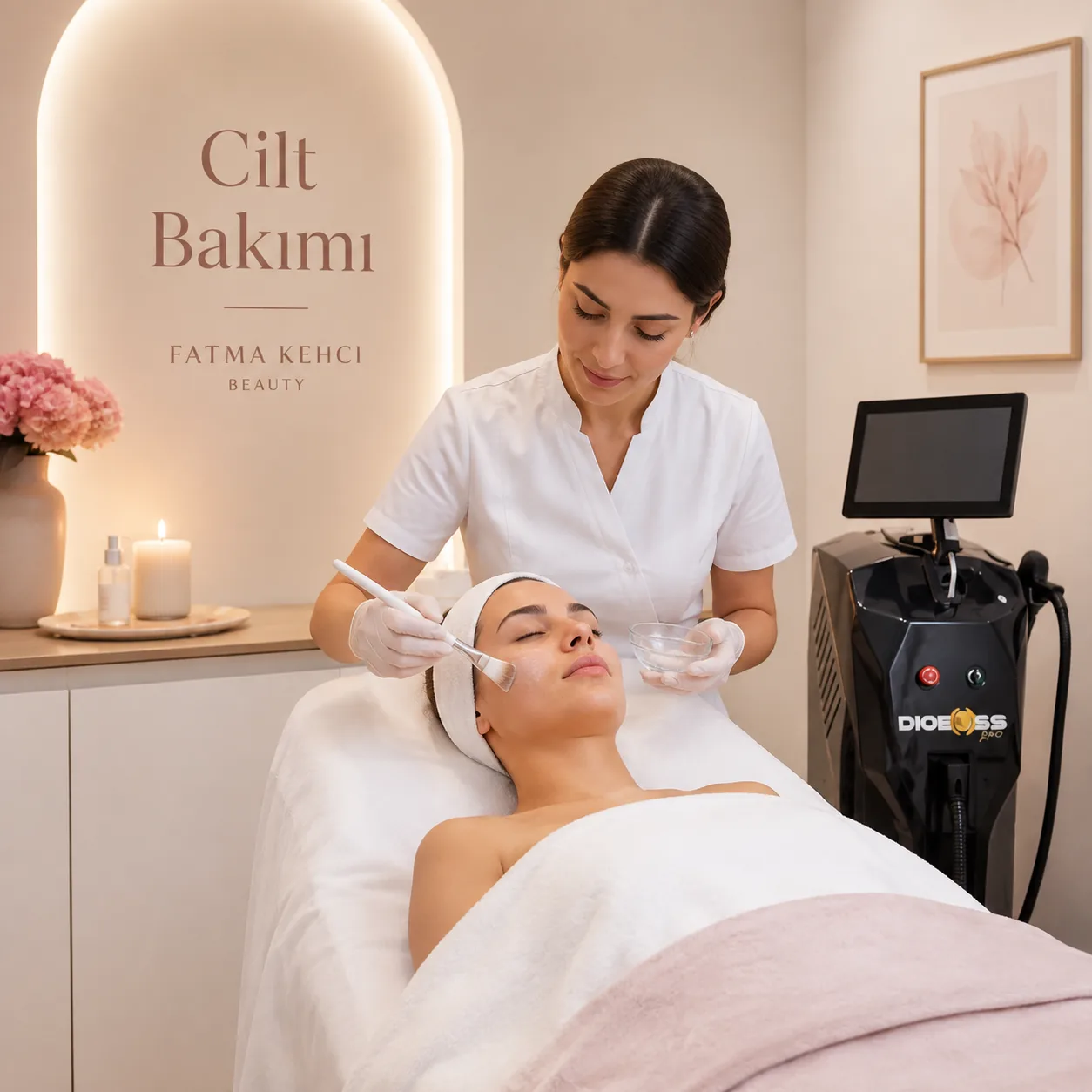 Cilt bakımı uygulaması.